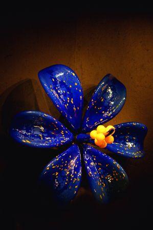 Blown Art Glass Hibiscus Flower by Samuel Decker