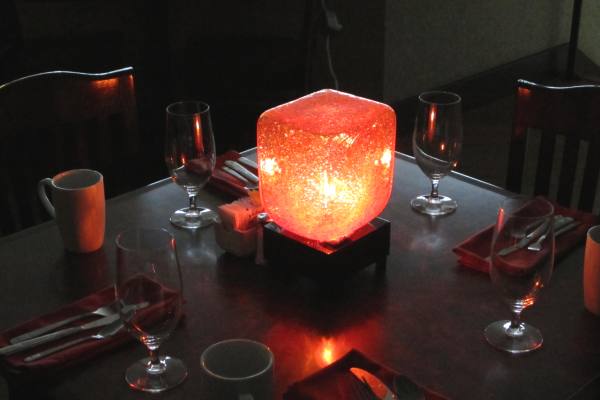 FireboxX Glass Cube Table Lamp